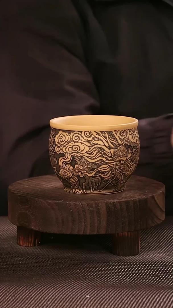 茶杯紫砂紫砂手工主人杯龙行天下