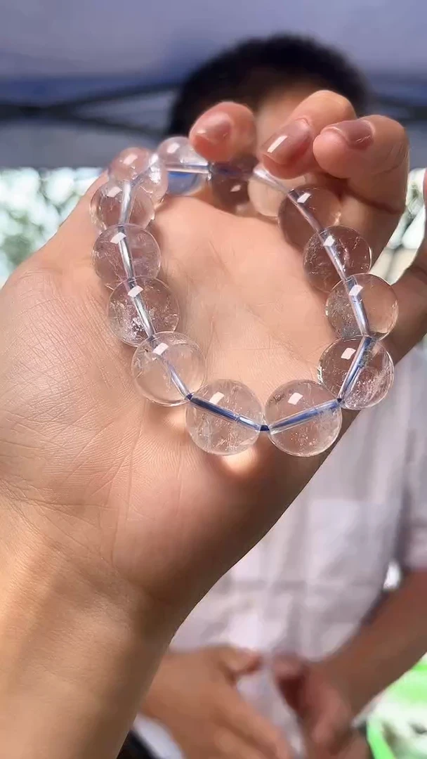 水晶手链未镶嵌天然白阿赛手串多样性发一15mm