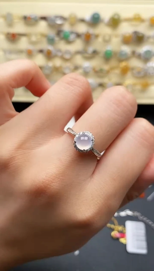 翡翠戒指银S925镶嵌55555555+1