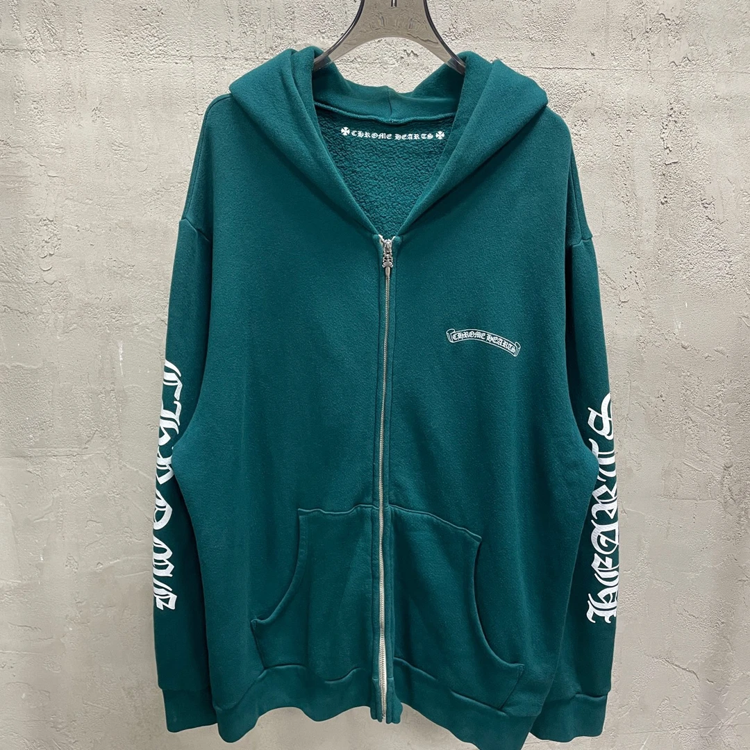 未使用 Chrome Hearts/克罗心 墨绿色梵文麒麟臂三元素拉链外套