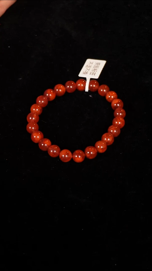 未镶嵌手串南红玛瑙火焰圆珠单圈8.5M