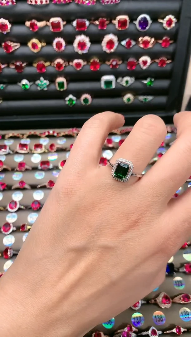 【闪购商品】透辉石戒指银S925镶嵌68