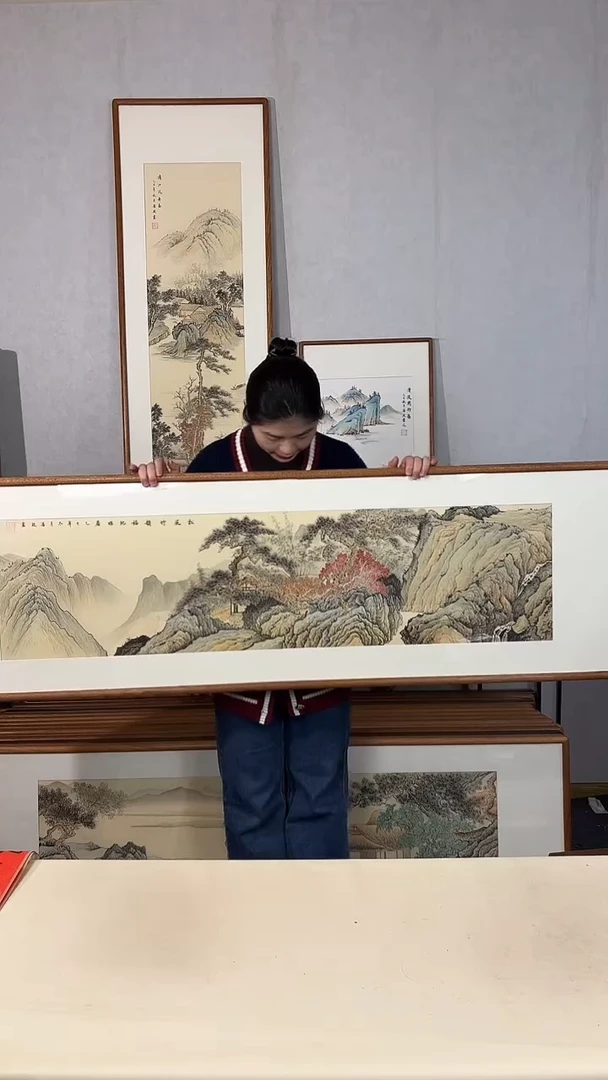 国画手绘*松风竹韵福地雅居*52*172cm带框发货