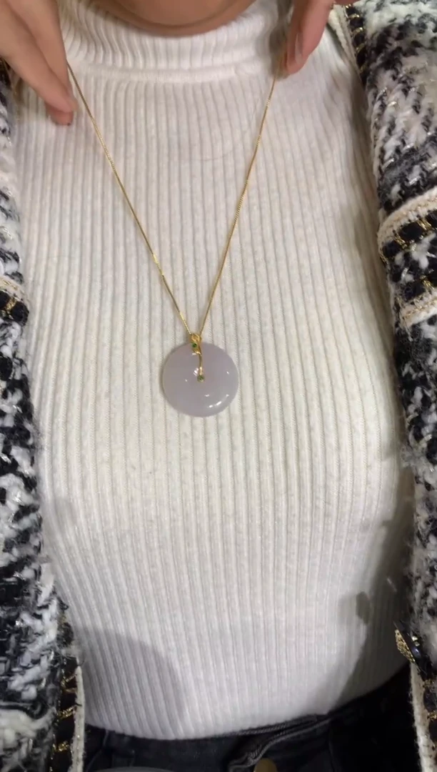 吊坠(不含链)18K金镶嵌翡翠翡翠