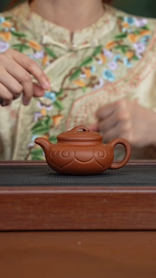茶壶紫砂黄龙山老朱泥仿古如意