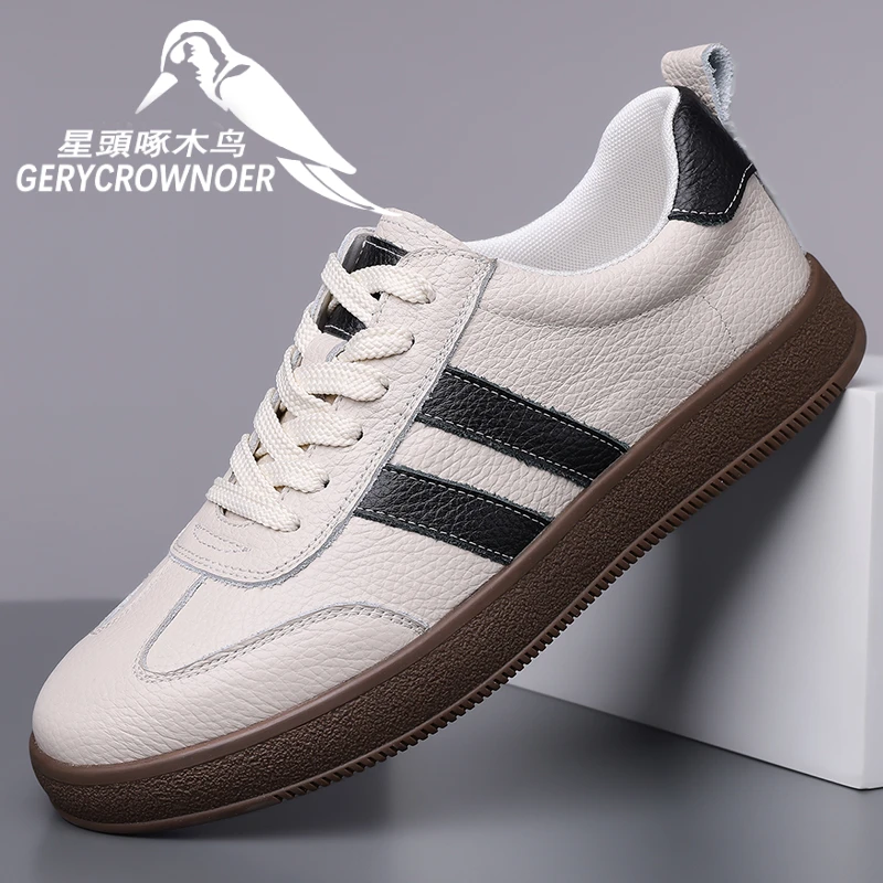 星头啄木鸟2025春节头层牛皮时尚休闲皮鞋男款真皮100%牛皮正品