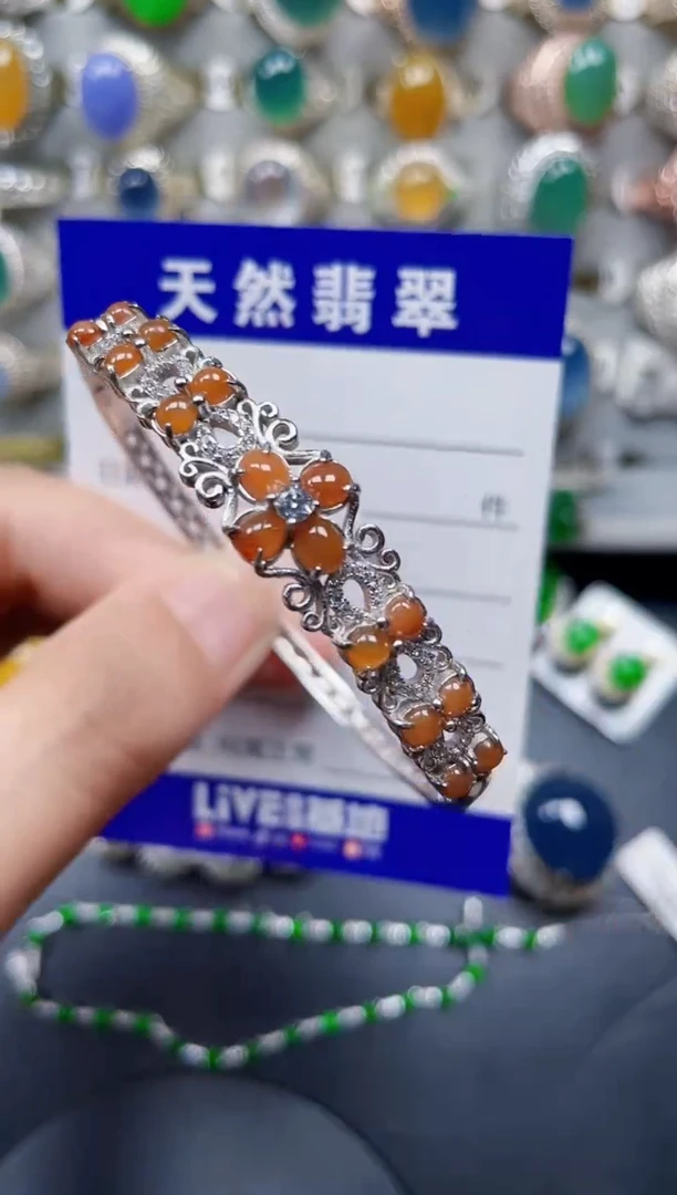 银S925镶嵌手镯翡翠256