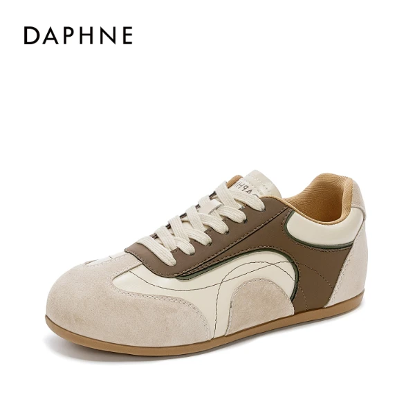 【宋茜代言】2025达芙妮厚底鞋休闲板鞋女内增高秋冬季胶粘皮革拼接