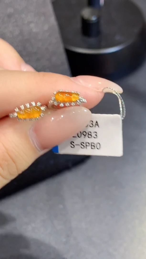 18K金镶嵌翡翠耳饰L多样性发其一