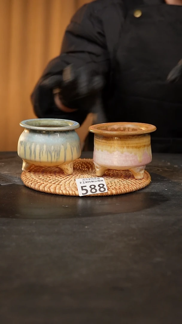 【闪购商品】瓷片583泥泥手工花盆口7-8高7-8