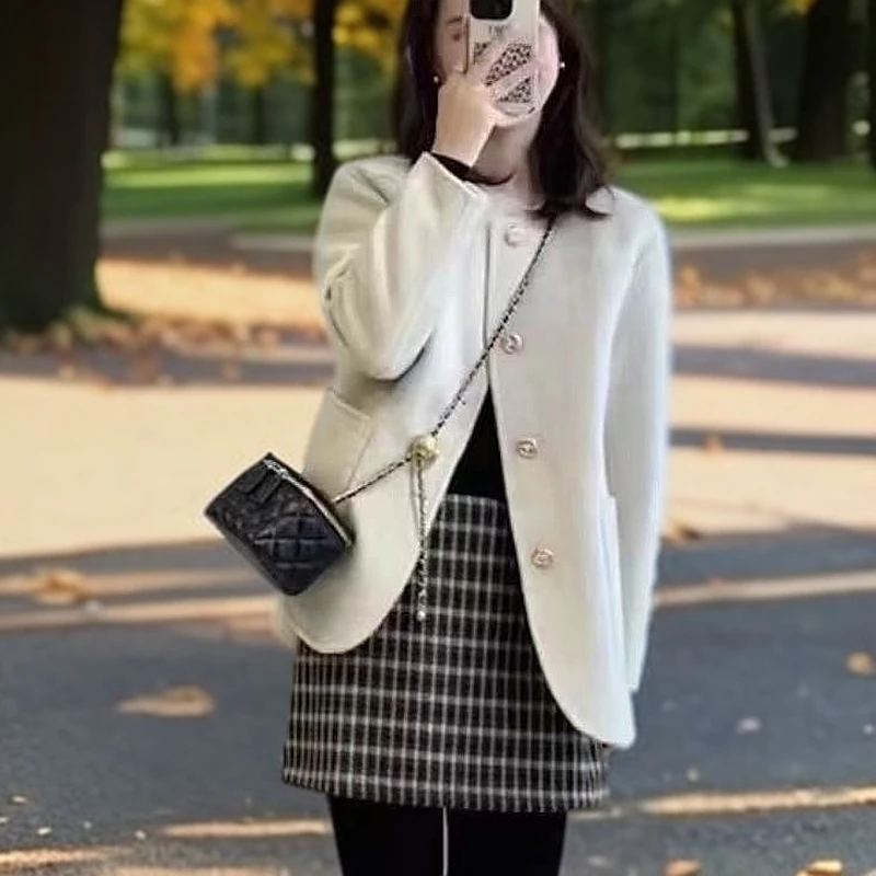 2025双面羊毛大衣小个子休闲时尚短款百搭