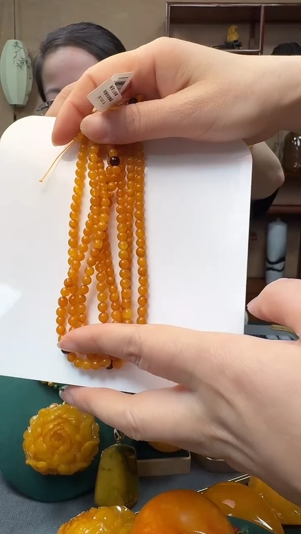 未镶嵌项链琥珀蜜蜡圆珠项链