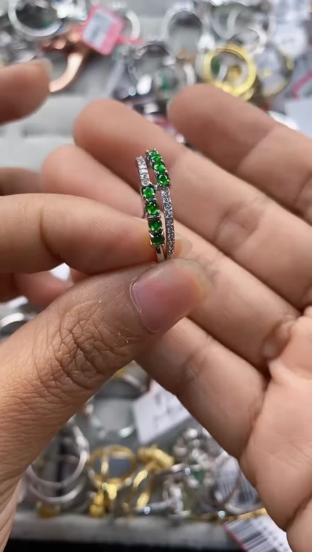 银S925镶嵌戒指翡翠333---1
