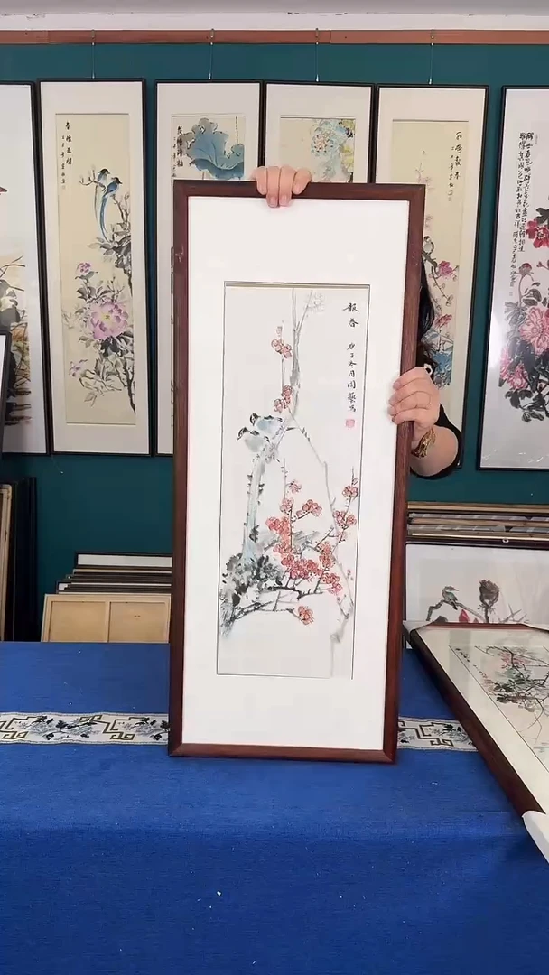 国画45*78梅花实木装裱