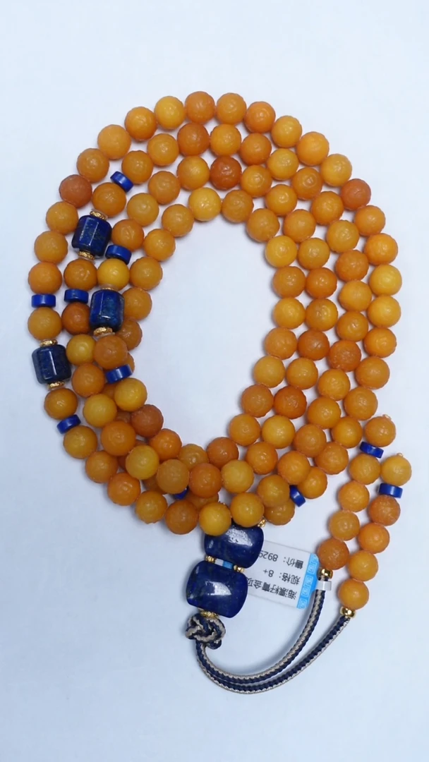 琥珀颈饰未镶嵌海漂籽青金石108项链8mm