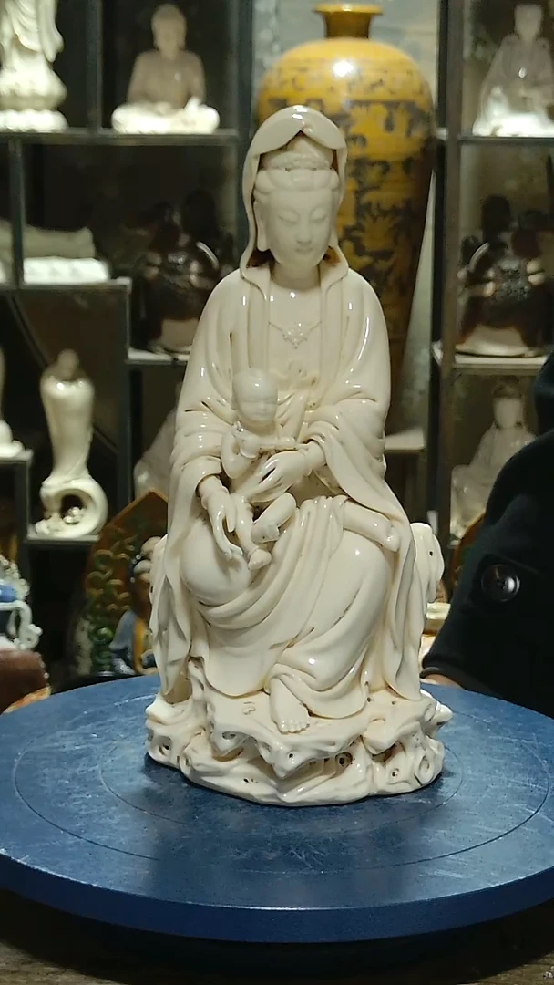 摆件德化瓷极品孩儿红送子观音