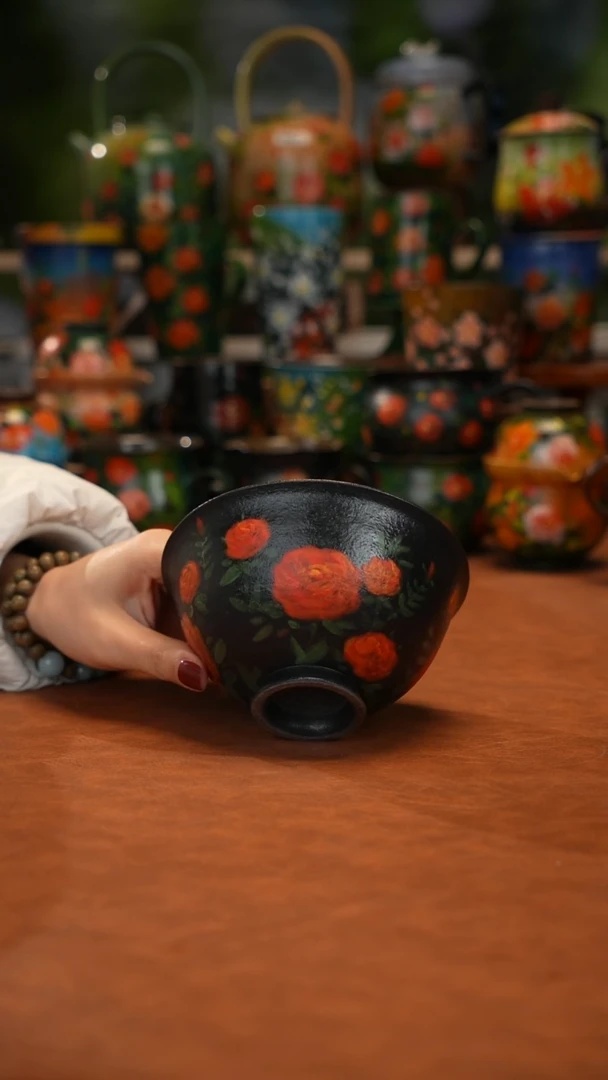 紫砂油画手绘釉下彩