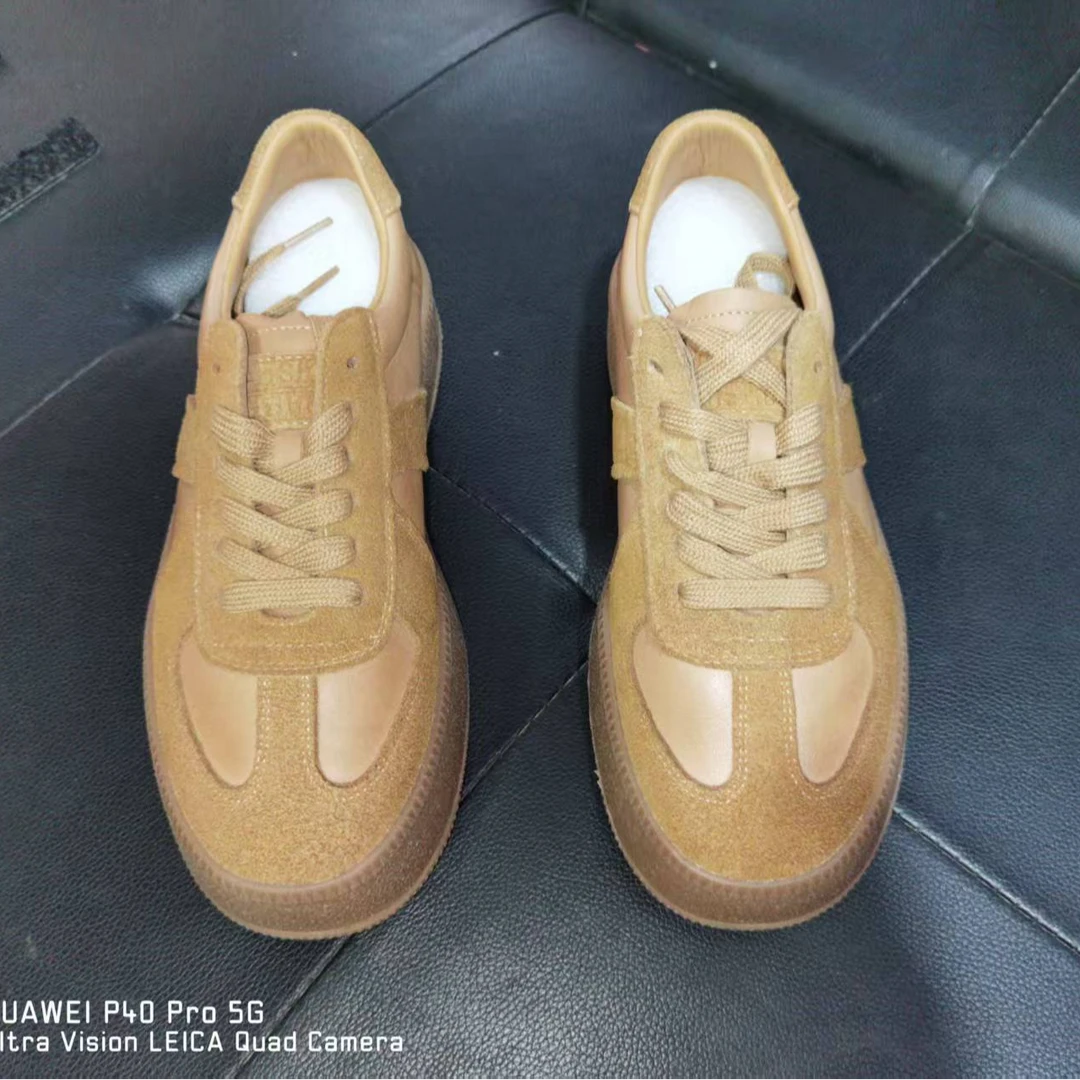 德迅鞋厚底马皮圆头复古女鞋经典中口鞋子低帮纯色瑜伽健身休闲