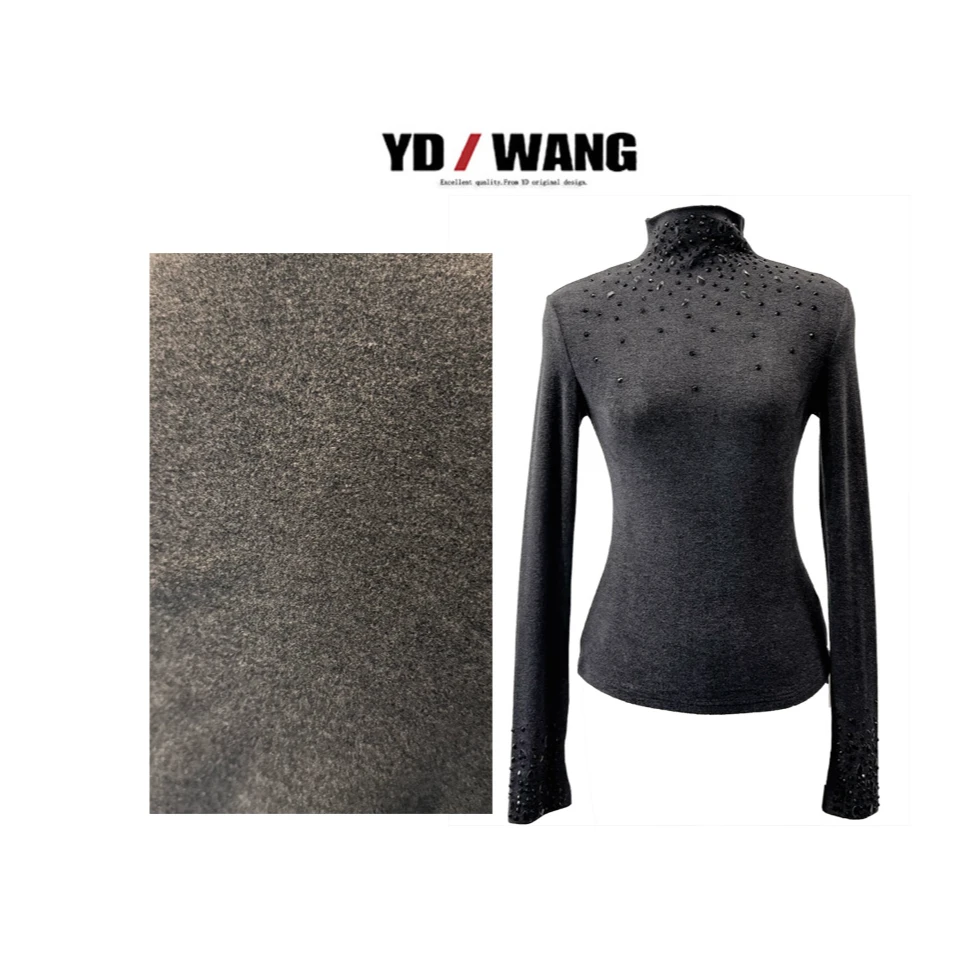 【YD精选】耀石烫钻半高领上衣  设计款时尚休闲小众款长袖外套