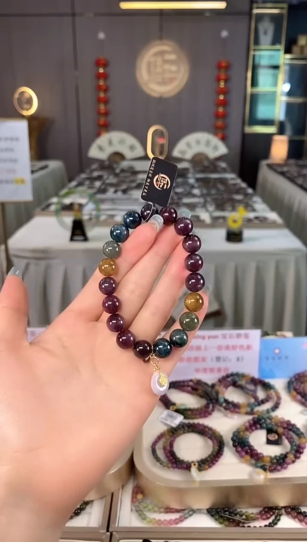未镶嵌老矿碧玺色标彩虹单圈手串10mm+碧玺多样性发一条mz
