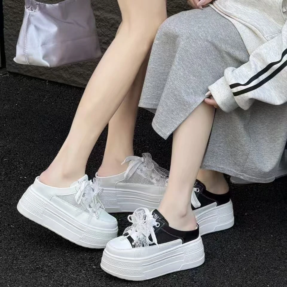 9190真皮松糕底街头风厚底包头拖透气休闲百搭凉拖