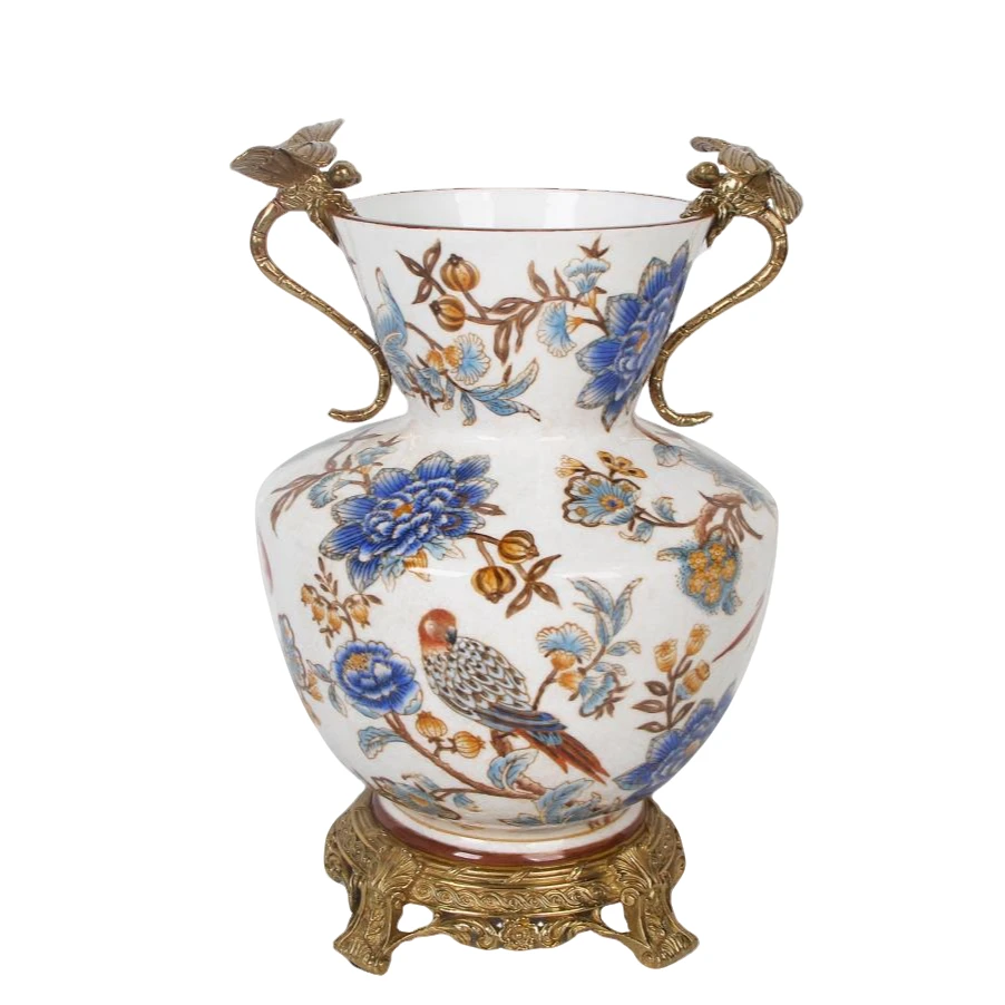 【奇居】DF高温瓷配铜花间鹊系列花瓶#JW-2249-H293