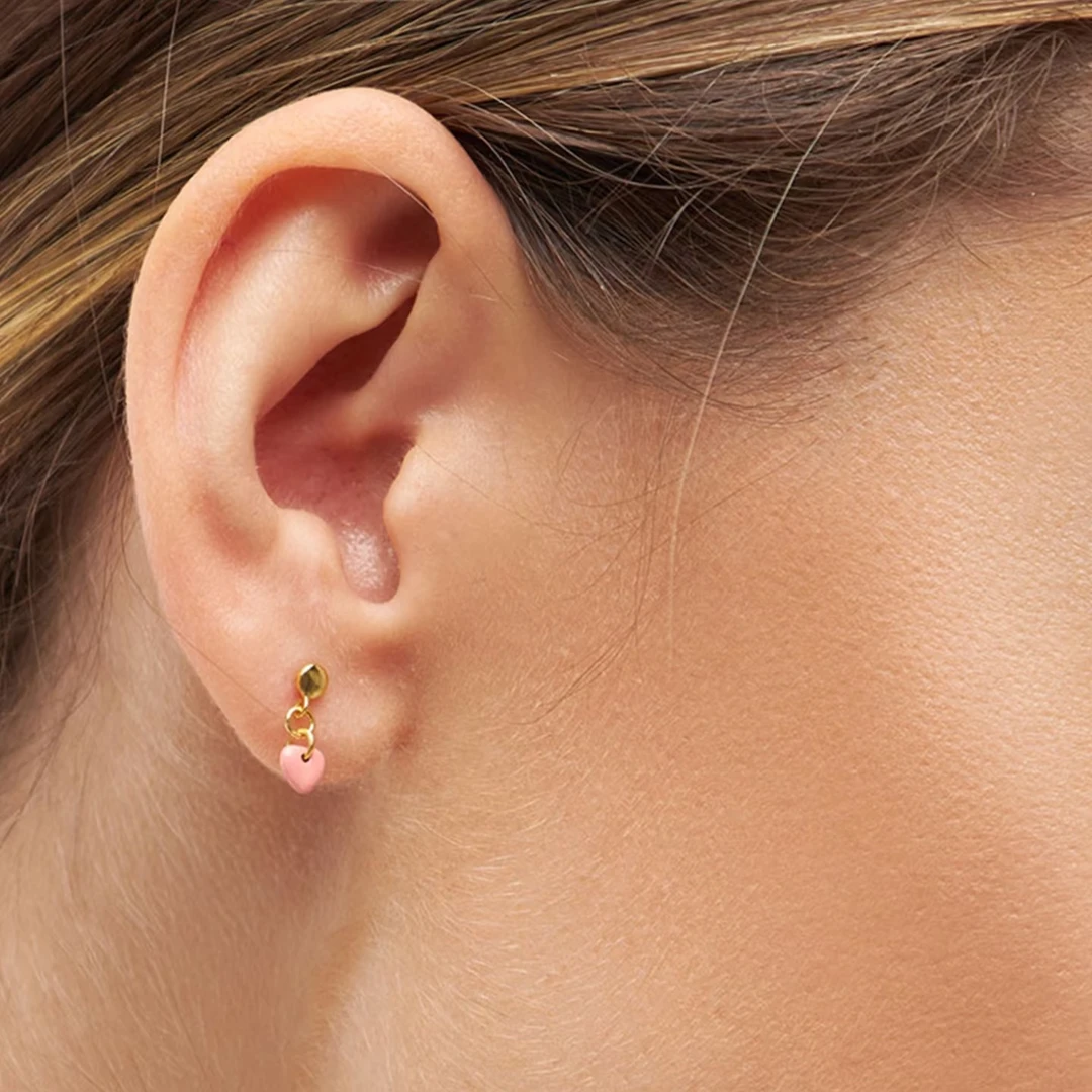 铜合金树脂耳饰 【LULU】丹麦轻奢 爱心耳钉经典明星同款