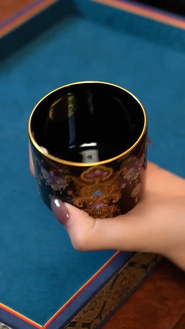 【闪购商品】Y溢珍堂金彩碟纹直口杯