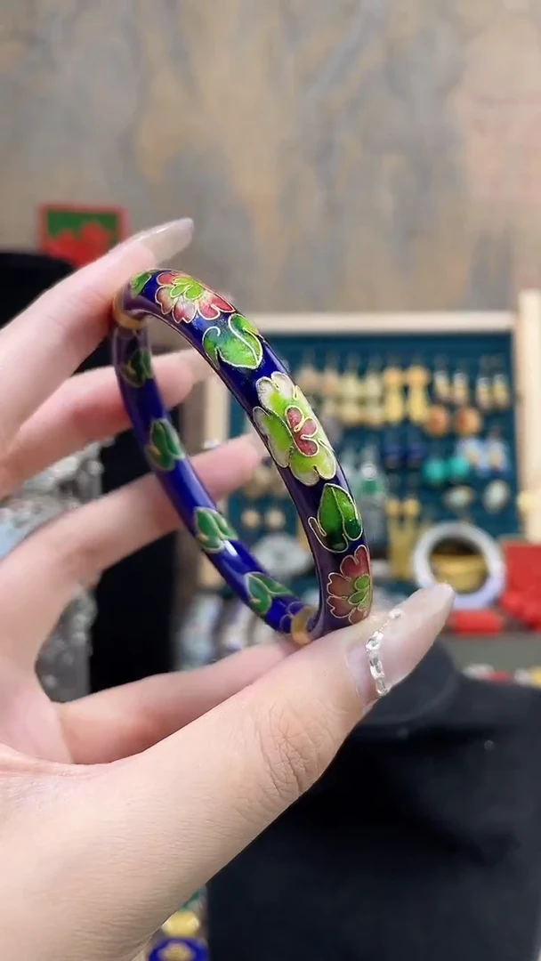 非遗手工景泰蓝开口镯子宝蓝