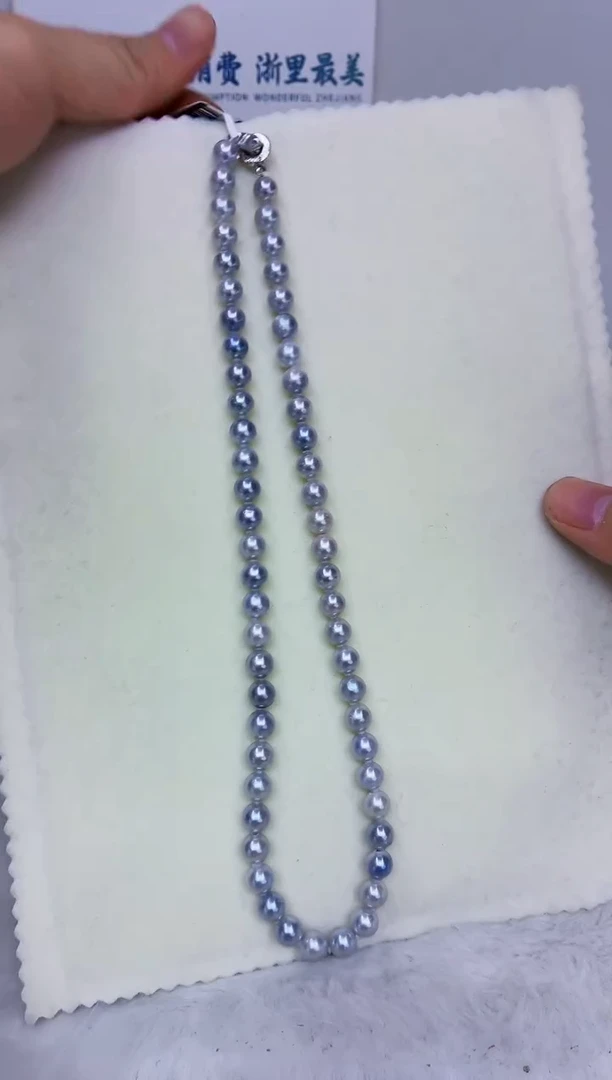 未镶嵌DA海水珍珠灰珠串链7-8 t857