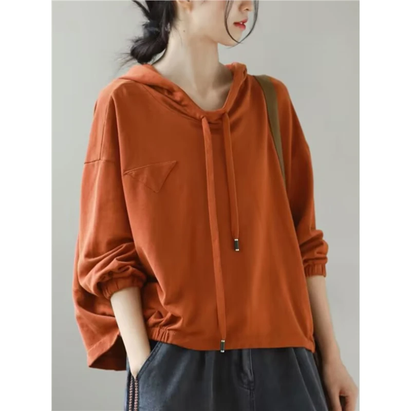 大码宽松休闲山东即墨卫衣女2025春秋新款胖mm遮肚子纯棉上衣