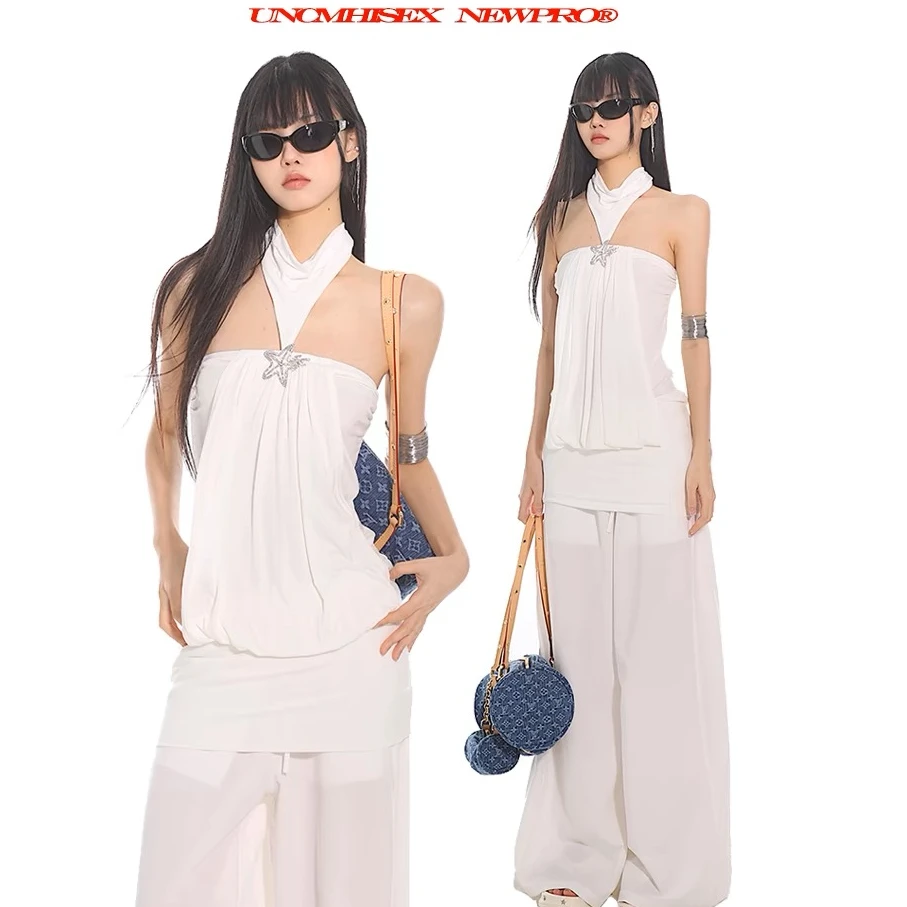 黑色简约阔腿拖地西装裤