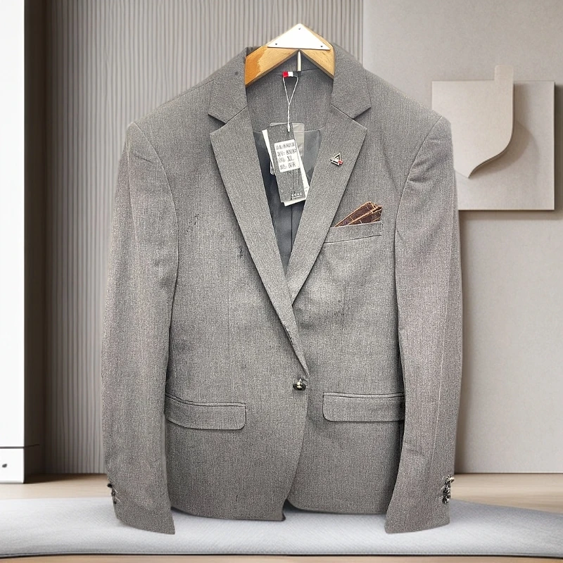 8018深灰高端轻奢男士休闲单西服外套休闲修身