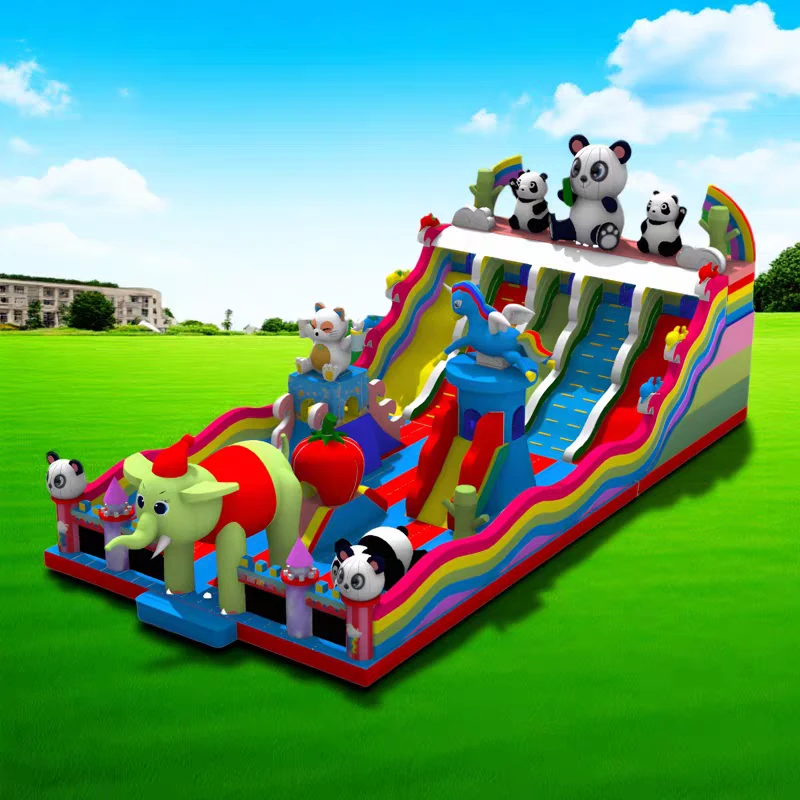 新款熊猫充气城堡PVC柏拉图厂家直销广场庙会儿童乐园摆摊小型