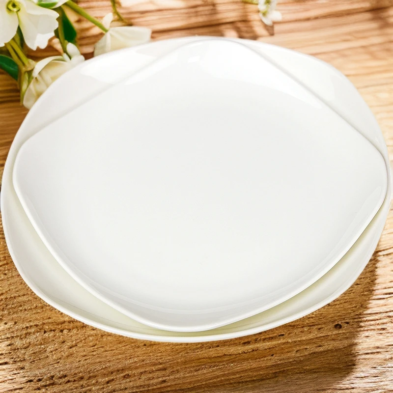 8寸方汤盘 纯白色陶瓷盘子创意骨瓷盘深盘炒菜盘子装汤盘微波炉