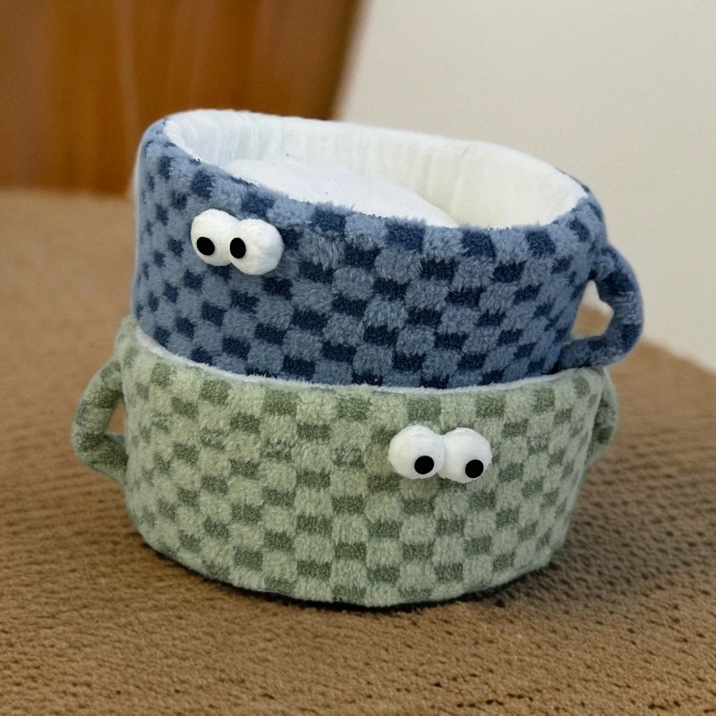 大眼仔茶杯棋盘格可拆洗圆窝猫窝狗窝冬季保暖