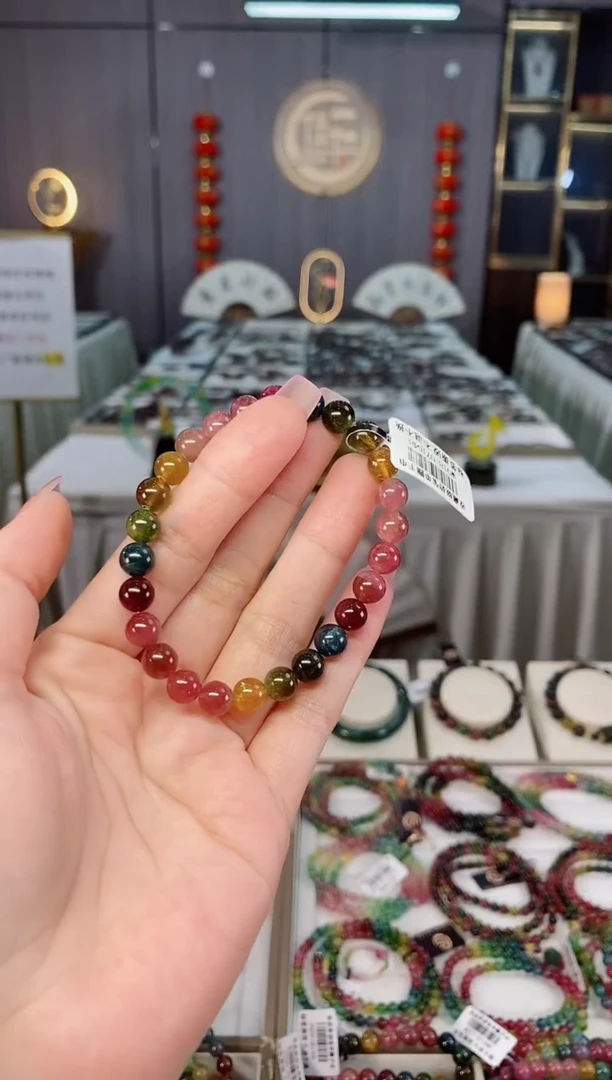 未镶嵌透体老矿碧玺单圈手串7mm+碧玺hon多样性发一条