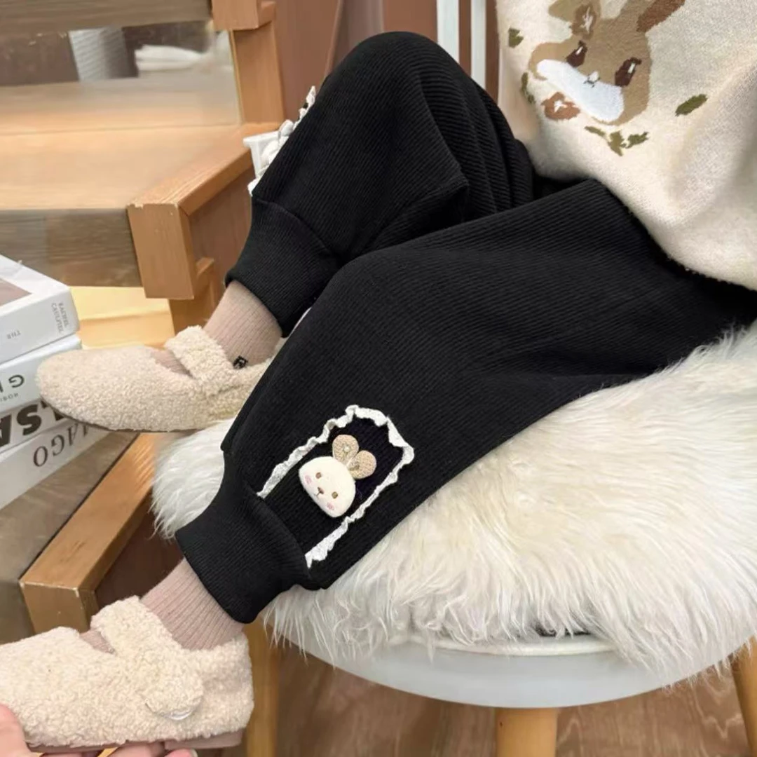 K50外穿休闲儿童裤洋气保暖长裤女童棉裤加厚绒裤休闲裤宽松女装