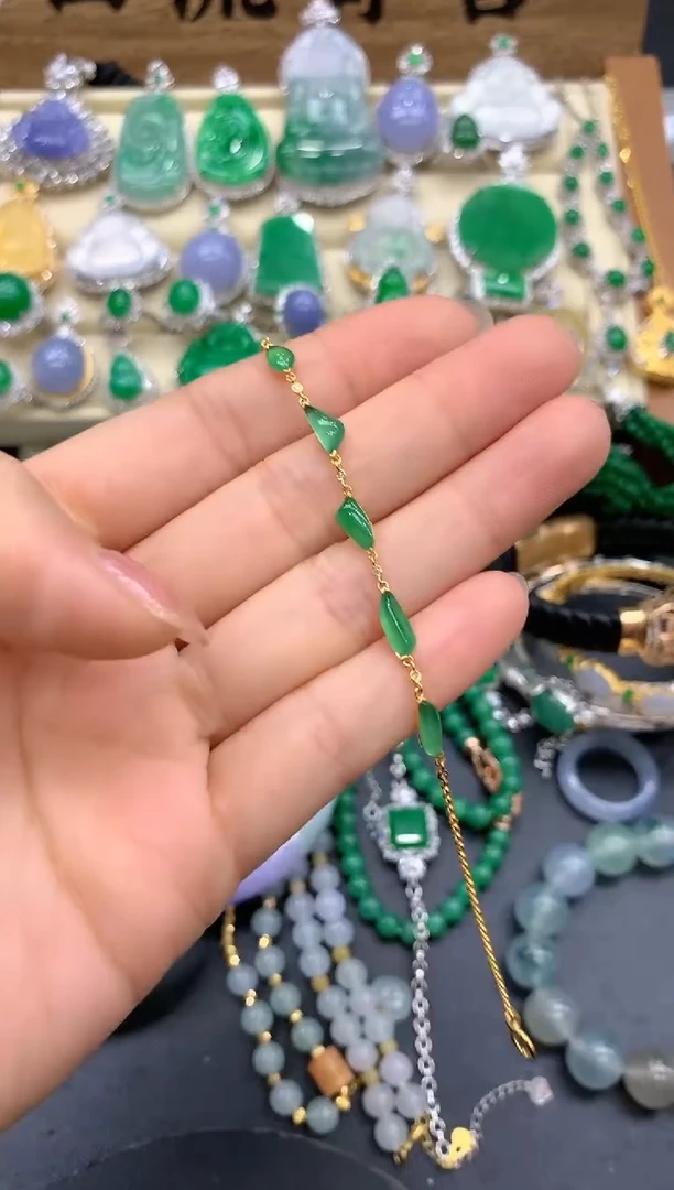 【闪购商品】翡翠手链18K金镶嵌293-中国好珍宝
