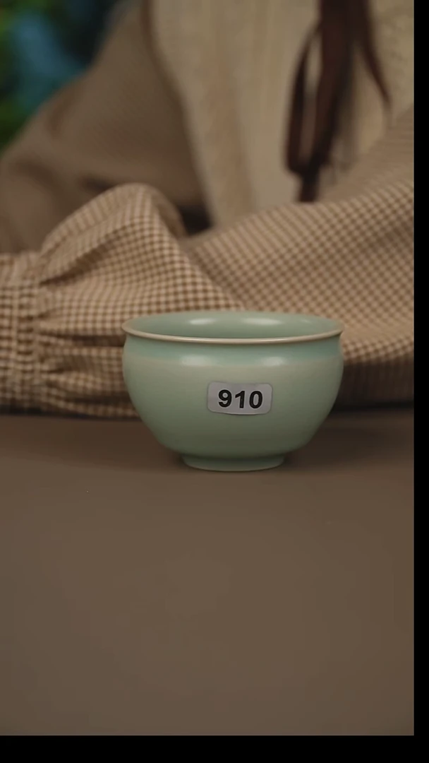 杯仿古折沿缸杯不开片微暇
