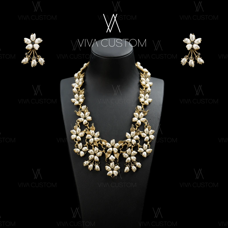 铜合金合成锆石项链 （昨日重现系列）时尚气质高端经典贝齿套装