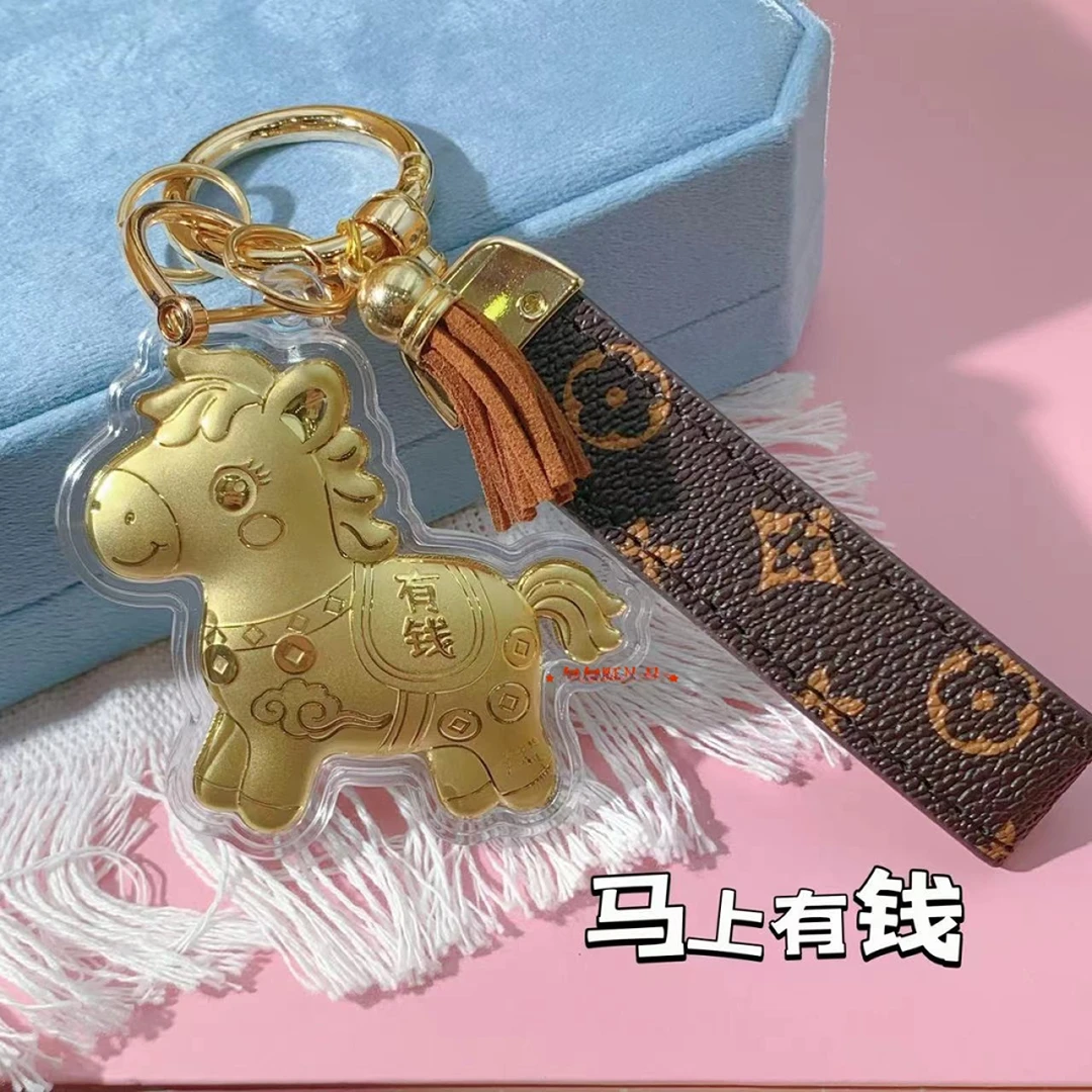 含金工艺品2026马年生肖挂件马上有钱可爱卡通车钥匙扣包包装饰品