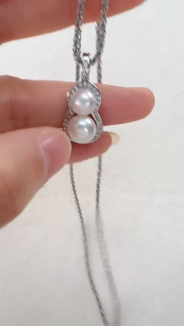 【闪购商品】淡水珍珠吊坠(赠链)合金双珠葫芦