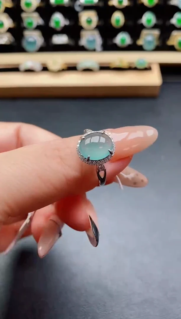 银S925镶嵌戒指翡翠1