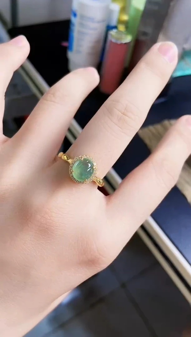 翡翠戒指银S925镶嵌12