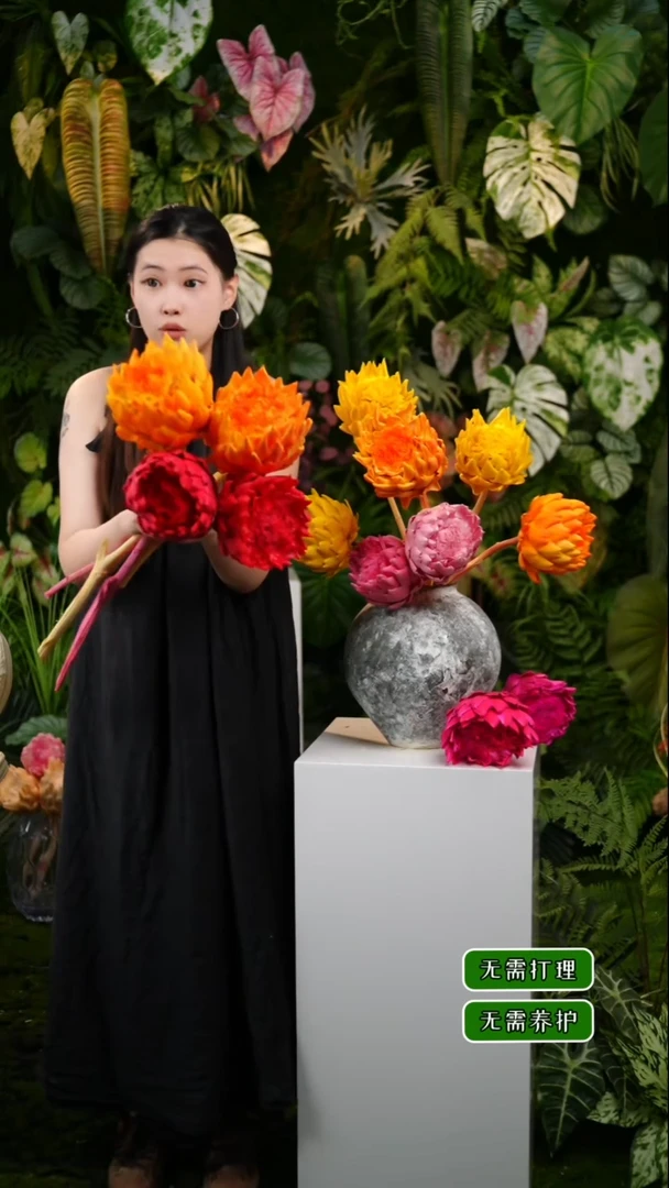 永生花洋蓟2烈日橙2红带一个黄色小头洋蓟不售后