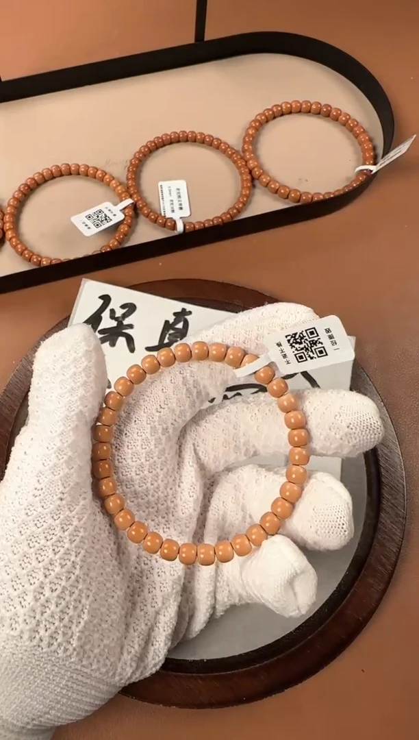 手串橄榄核6.5mm清水核核尖单圈手串，高油高密，孔道三花款