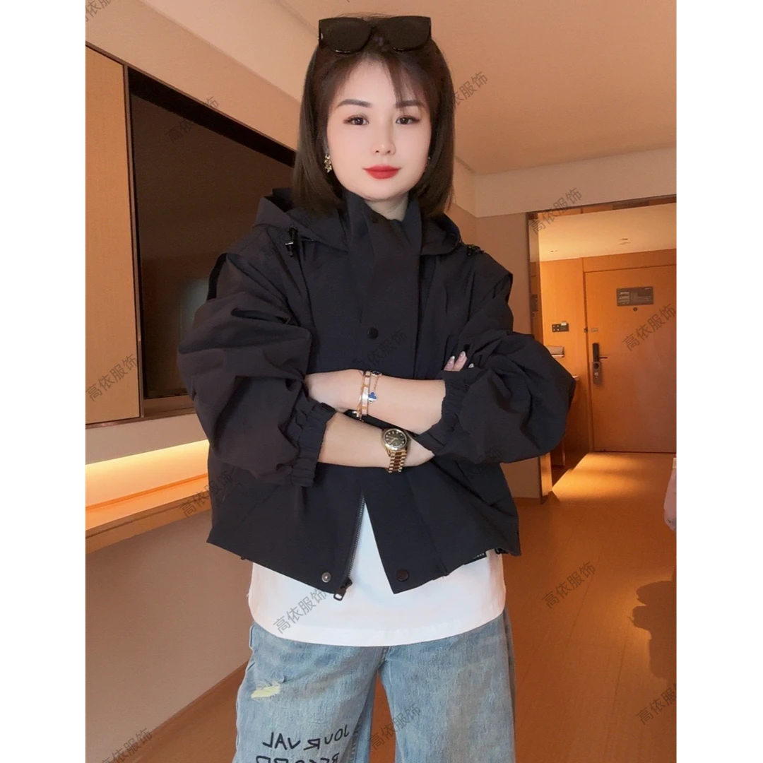 #9086#连帽短款两色冲锋衣短外套