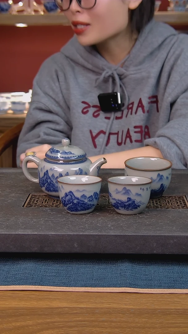 简装家用款4件套 老陶泥开片纹陶瓷茶具