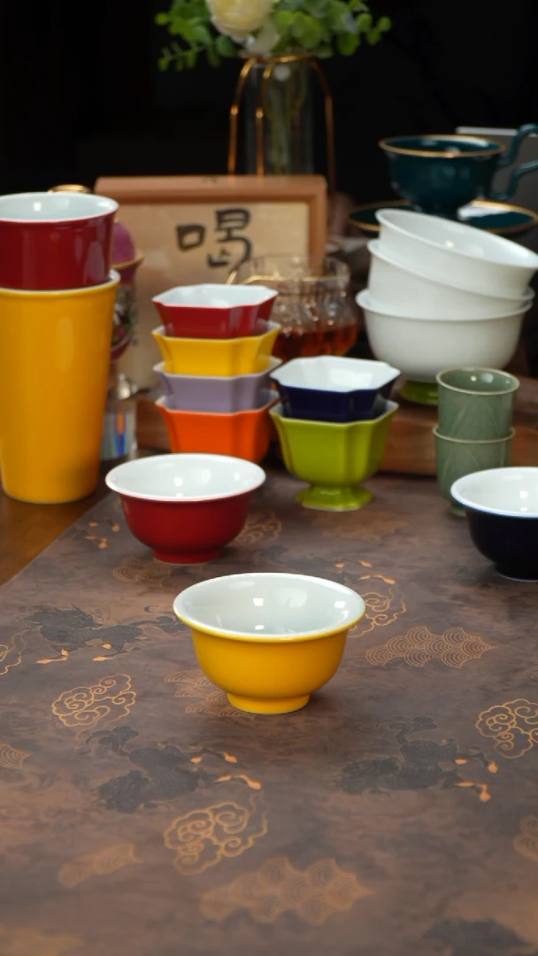 江壶见陶瓷直播专享鸡油黄压手杯